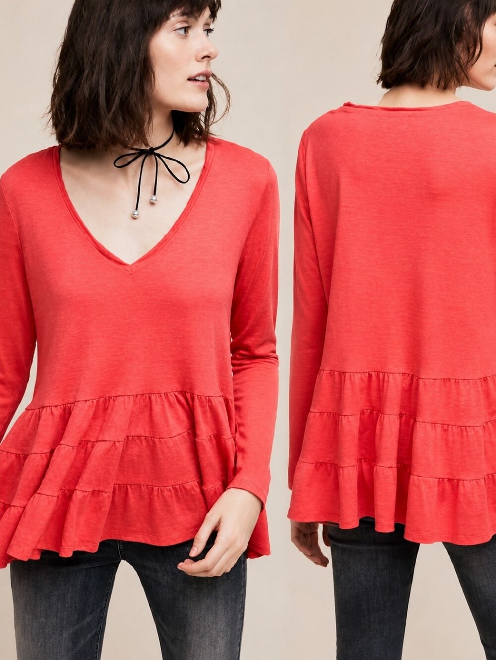 ❤ ANTHROPOLOGIE DELETTA TIERED RUFFLE TOP, XS